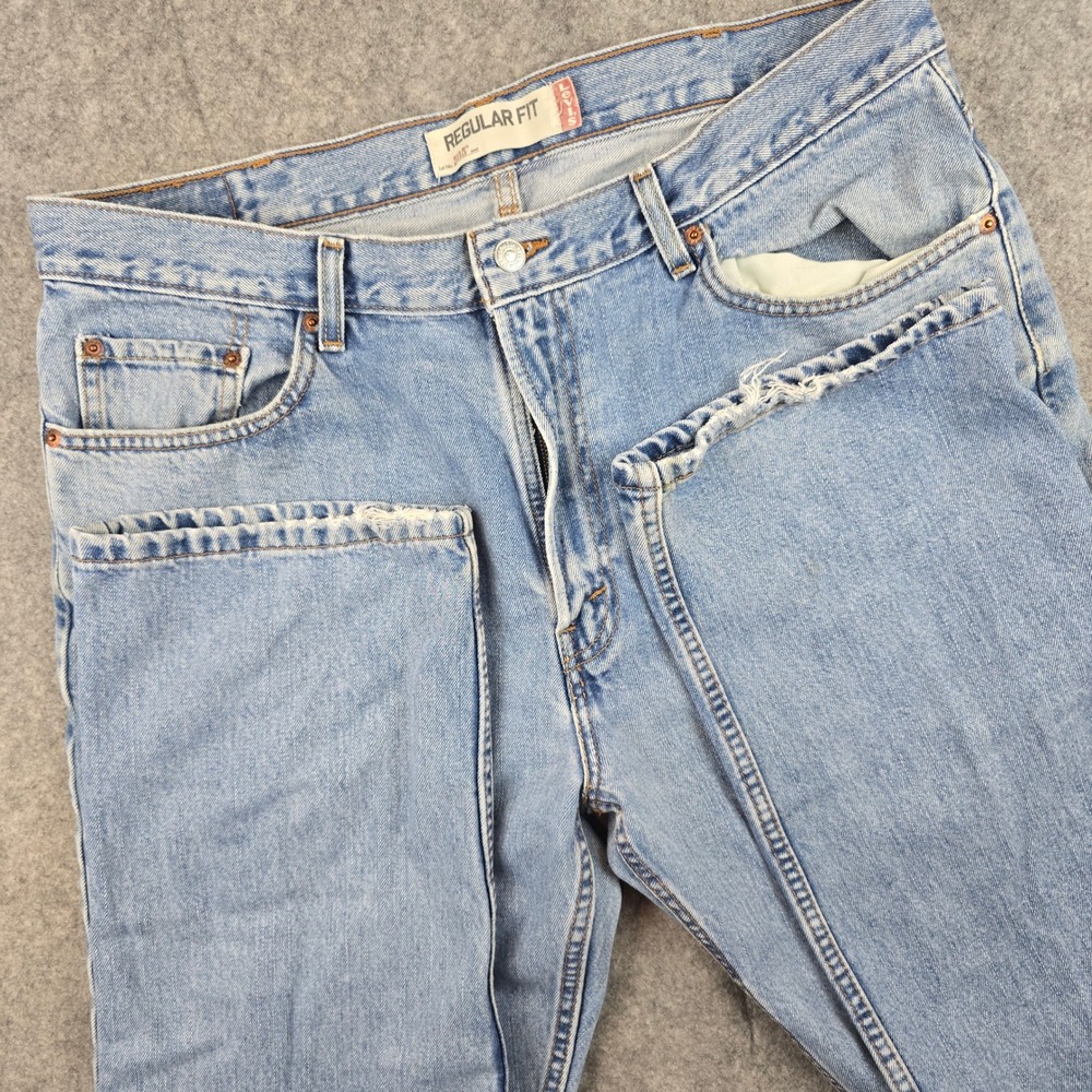 Levi's 505 Jeans Mens 38x34 Light Blue Regular Fit Straight Leg Denim